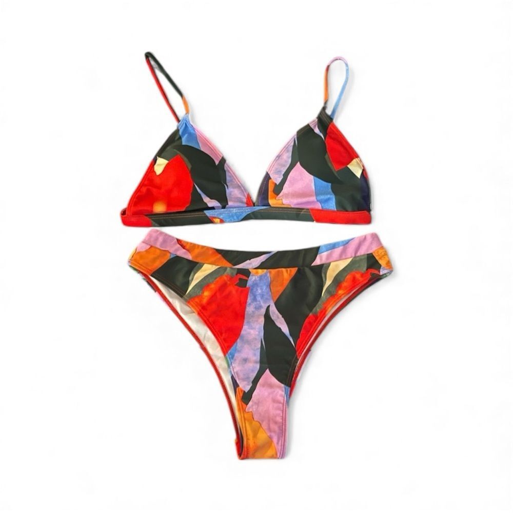 Colorful Geometric Abstract Bikini Set sz L